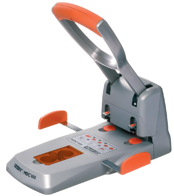 Een Perforator Rapid Supreme HDC150/2 heavy duty 2-gaats 150 vel zilver/oranje koop je bij VHK Kantoorartikelen