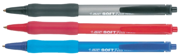 Een Balpen Bic soft feel grip clic medium zwart koop je bij VHK Kantoorartikelen