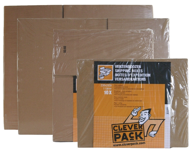 Een Verzenddoos CleverPack enkelgolf 430x305x250mm bruin pak à 30 stuks koop je bij Hoekmankantoorartikelen.nl