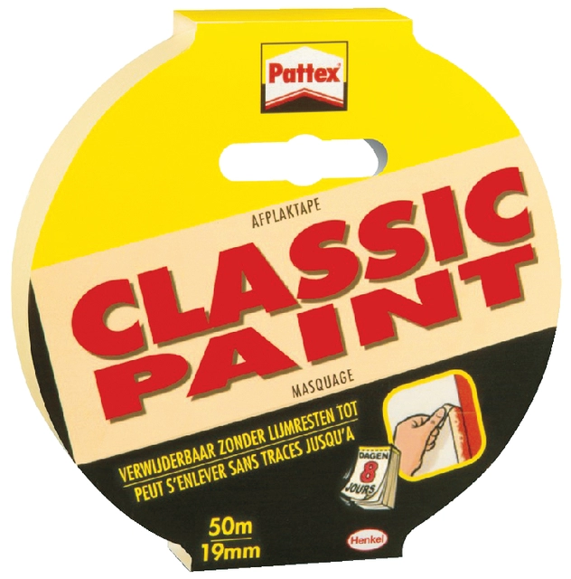 Een Afplaktape Pattex Classic 19mmx50m creme koop je bij VHK Kantoorartikelen