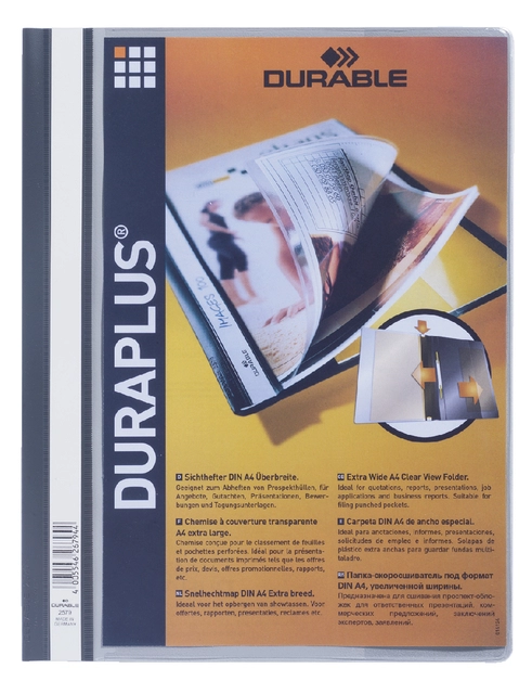 Een Snelhechtmap Durable Duraplus A4 grijs koop je bij Hoekmankantoorartikelen.nl