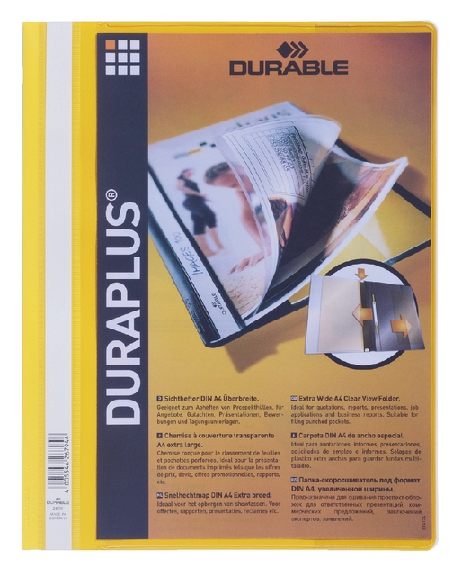 Een Snelhechtmap Durable Duraplus A4 geel koop je bij Hoekmankantoorartikelen.nl