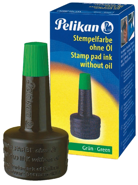 Een Stempelinkt Pelikan flacon 28ml groen koop je bij VHK Kantoorartikelen