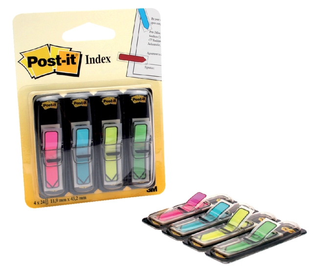 Een Indextabs Post-it 684 12x43mm pijl neon assorti 96 tabs koop je bij Hoekmankantoorartikelen.nl