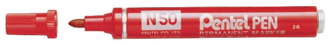 Een Viltstift Pentel N50 rond 1.5-3mm rood koop je bij Hoekmankantoorartikelen.nl