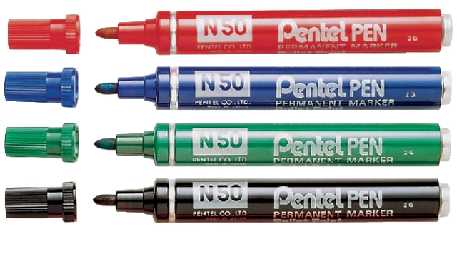 Een Viltstift Pentel N50 rond 1.5-3mm rood koop je bij Hoekmankantoorartikelen.nl