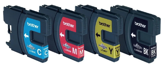 Een Inktcartridge Brother LC-980VALBP zwart + 3 kleuren koop je bij VHK Kantoorartikelen