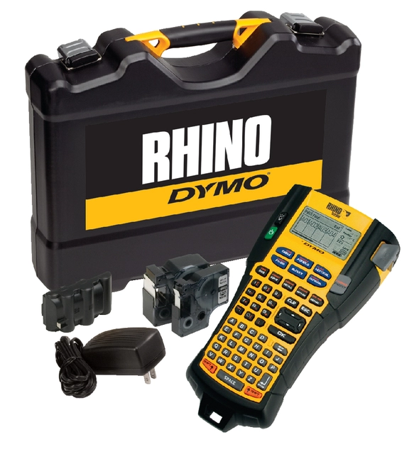 Een Labelprinter Dymo Rhino 5200 industrieel abc 19mm geel in koffer koop je bij VHK Kantoorartikelen