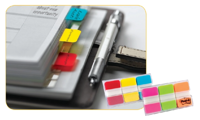 Een Indextabs Post-it 686RYB 25.4x38.1mm strong blauw, rood, geel 66 tabs koop je bij Hoekmankantoorartikelen.nl