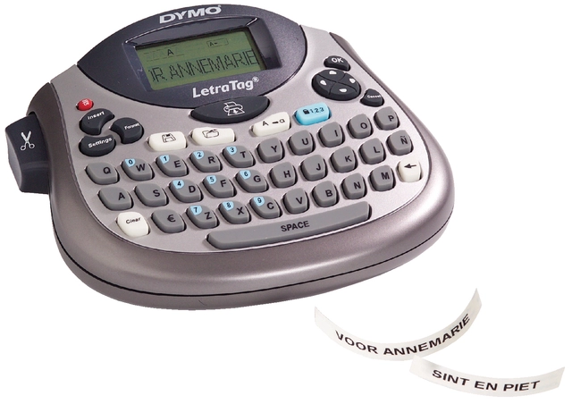 Een Labelprinter Dymo LetraTag 100T draagbaar qwerty 12mm zilver koop je bij VHK Kantoorartikelen