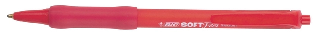 Een Balpen Bic soft feel grip clic medium rood koop je bij VHK Kantoorartikelen