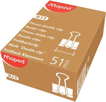 Een Maped foldbackclip 51 mm, zwart, doos van 12 stuks koop je bij Muys Kantoor & Kado