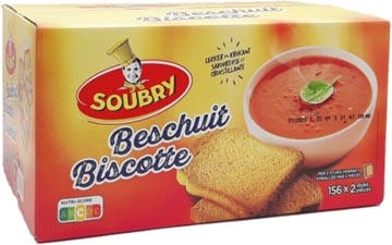 Een Soubry beschuiten, per 2 verpakt, doos van 156 stuks koop je bij Muys Kantoor & Kado