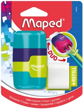 Een Maped potloodslijper + gom Connect Soft Touch, op blister koop je bij Muys Kantoor & Kado