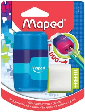 Een Maped potloodslijper + gom Connect Soft Touch, op blister koop je bij Muys Kantoor & Kado