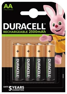 Een Duracell oplaadbare batterijen Recharge Ultra AA, blister van 4 stuks koop je bij Muys Kantoor & Kado