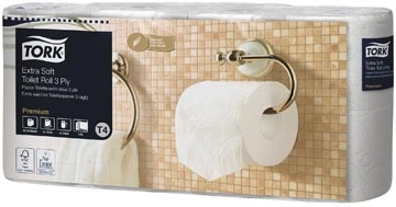 Een Tork Toiletpapier Extra Soft 3-laags, Wit, 155 Vel ,voor systeem T4, pak van 8 rollen koop je bij Muys Kantoor & Kado