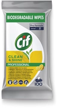 Een Cif vochtige schoonmaakdoekjes Clean & Shine, pak van 100 stuks koop je bij Muys Kantoor & Kado