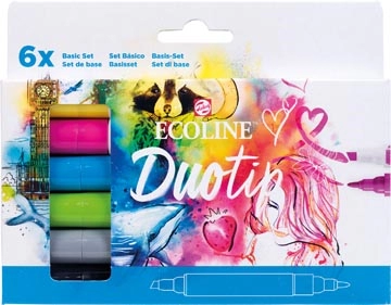 Een Talens Ecoline Duotip Brush pen, etui van 6 stuks, basis koop je bij best4office