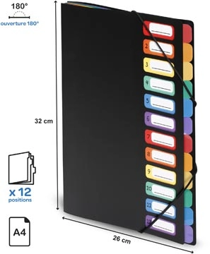 Een Viquel Rainbow Class sorteermap, ft A4, met 12 vakken koop je bij Muys Kantoor & Kado