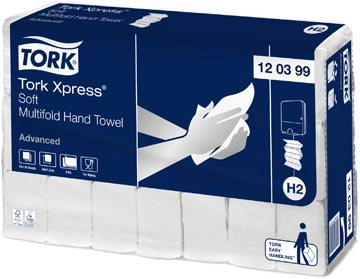 Een Tork Xpress Advanced handdoek 2-laags, systeem H2, wit, ft 34x21,2 cm, pak van 21 stuks koop je bij Muys Kantoor & Kado