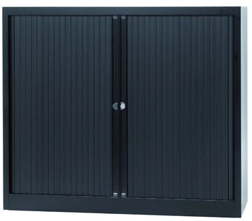 Een Bisley roldeurkast, ft 103 x 120 x 43 cm (h x b x d), 2 legborden, zwart koop je bij Muys Kantoor & Kado