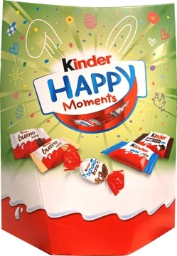 Een Kinder Happy Moments chocolade, assortiment van eitjes en mini-reepjes, pak van 184g koop je bij best4office