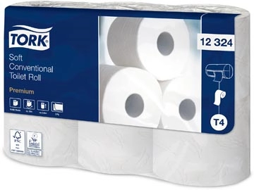 Een Tork toiletpapier Traditional, 2-laags, T4 Premium, wit, pak van 6 rollen koop je bij Muys Kantoor & Kado