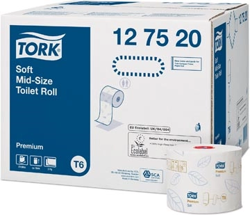 Een Tork Premium toiletpapier soft, mid-size, 2-laags, systeem T6, wit, pak van 27 rollen koop je bij Muys Kantoor & Kado