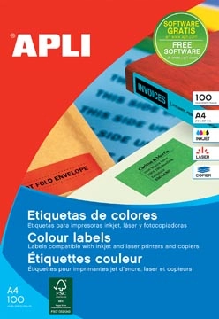 Een Apli Gekleurde etiketten ft 105 x 37 mm (b x h), blauw, 1.600 stuks, 16 per blad, doos van 100 blad koop je bij best4office