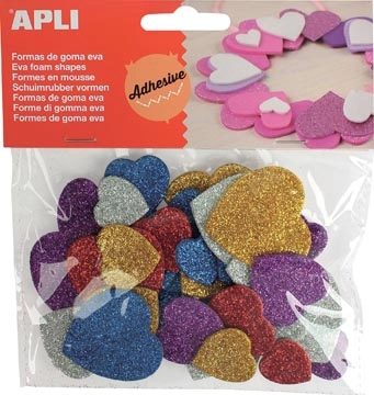 Een Apli Kids zelfklevende glitter harten, blister met 50 stuks koop je bij best4office