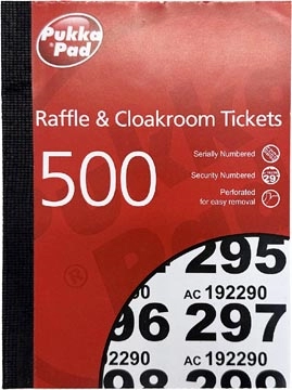 Een Pukka Pad genummerde loterij- en garderobetickets 1-500 koop je bij Muys Kantoor & Kado