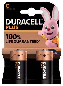 Een Duracell batterij Plus 100% C, blister van 2 stuks koop je bij Muys Kantoor & Kado