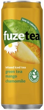 Een Fuze Tea groene thee mango kamille, sleek blik van 33 cl, pak van 24 stuks koop je bij Muys Kantoor & Kado