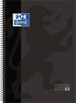 Een Oxford School Classic Europeanbook spiraalblok, ft A4+, 160 bladzijden, geruit 5 mm, zwart koop je bij best4office