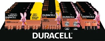 Een Duracell batterijen, Plus 100 % AA, AAA en 9V en CR2032, display van 41 stuks koop je bij Muys Kantoor & Kado