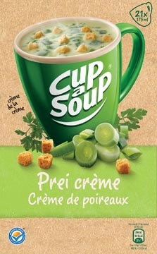 Een Cup-a-Soup prei crème met kaas croutons, pak van 21 zakjes koop je bij Muys Kantoor & Kado