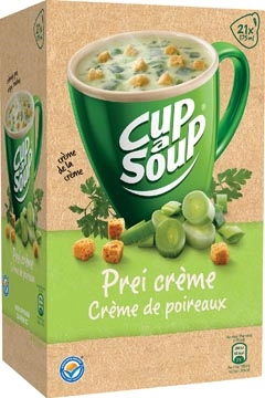 Een Cup-a-Soup prei crème met kaas croutons, pak van 21 zakjes koop je bij Muys Kantoor & Kado