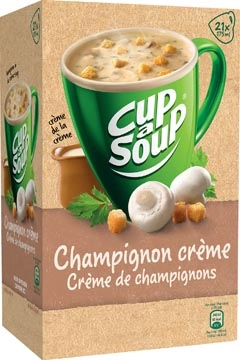 Een Cup-a-Soup champignon crème met croutons, pak van 21 zakjes koop je bij Muys Kantoor & Kado