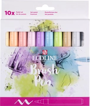 Een Talens Ecoline Brush pen, etui van 10 stuks in pastelkleuren koop je bij best4office