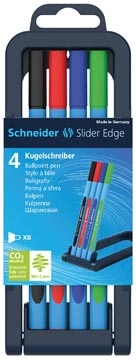 Een Schneider Balpen Slider Edge XB, opstelbare box van 4 stuks in geassorteerde kleuren koop je bij Muys Kantoor & Kado