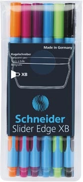 Een Schneider Balpen Slider Edge XB, etui van 6 stuks in geassorteerde kleuren koop je bij Muys Kantoor & Kado