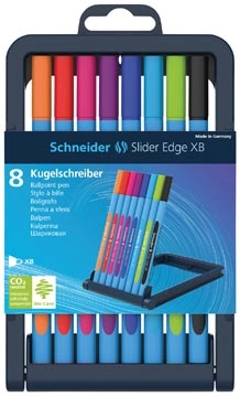 Een Schneider Balpen Slider Edge XB, opstelbare box met 8 stuks in geassorteerde kleuren koop je bij Muys Kantoor & Kado