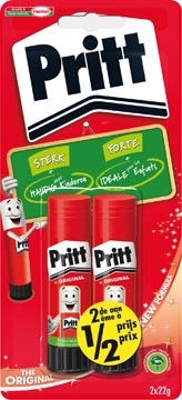 Een Pritt plakstift blister van 2 stuks van 22 g, 2de aan halve prijs koop je bij Muys Kantoor & Kado