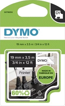 Een Dymo D1 flexibele nylontape 19 mm, zwart op wit koop je bij best4office