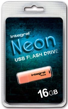 Een Integral Neon USB 2.0 stick, 16 GB, oranje koop je bij best4office