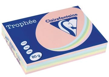 Een Clairefontaine Trophée gekleurd papier, A4, 80 g, 5 x 100 vel, geassorteerde kleuren koop je bij best4office