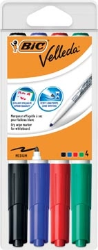 Een Bic whiteboardmarker Velleda 1741, in geassorteerde kleuren, etui van 4 stuks koop je bij Muys Kantoor & Kado