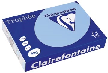 Een Clairefontaine Trophée gekleurd papier, A4, 80 g, 500 vel, helblauw koop je bij Muys Kantoor & Kado