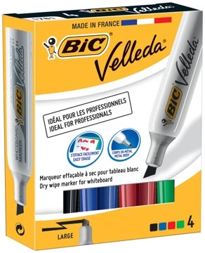 Een Bic whiteboardmarker Velleda 1781 doos van 4 stuks in geassorteerde kleuren koop je bij Muys Kantoor & Kado